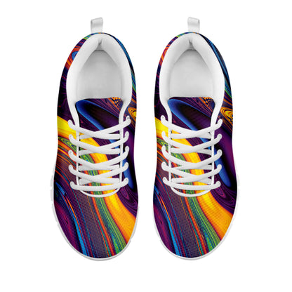 Psychedelic Trippy Fractal Print White Sneakers
