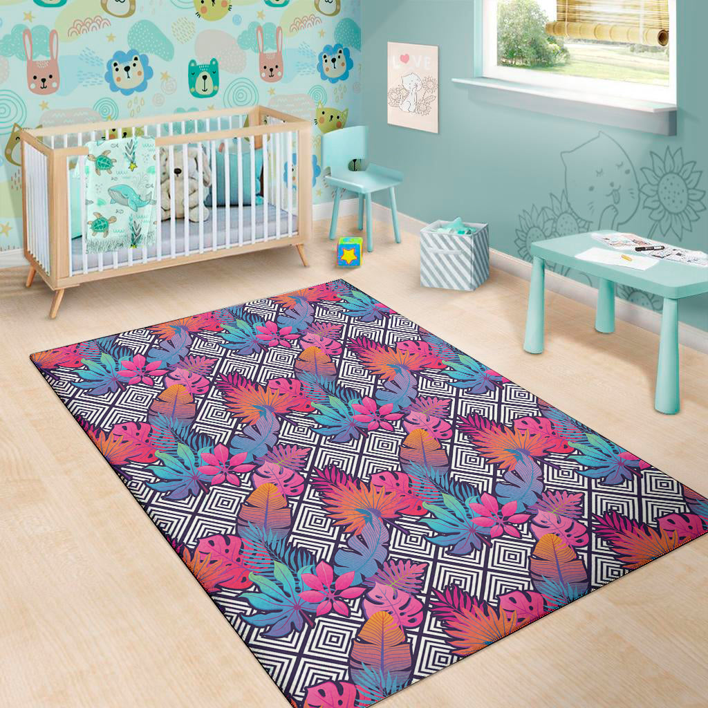 Psychedelic Tropical Aloha Pattern Print Area Rug