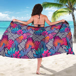 Psychedelic Tropical Aloha Pattern Print Beach Sarong Wrap