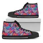 Psychedelic Tropical Aloha Pattern Print Black High Top Shoes