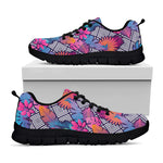 Psychedelic Tropical Aloha Pattern Print Black Sneakers
