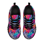 Psychedelic Tropical Aloha Pattern Print Black Sneakers