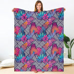 Psychedelic Tropical Aloha Pattern Print Blanket