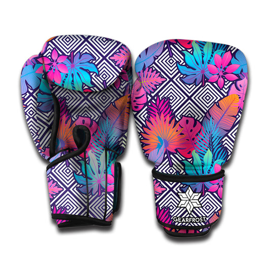 Psychedelic Tropical Aloha Pattern Print Boxing Gloves