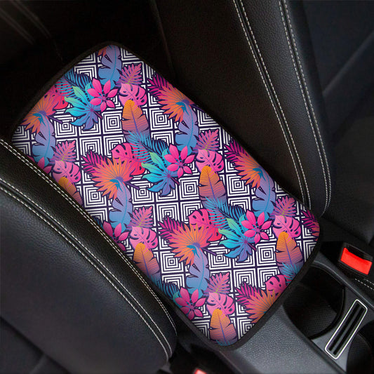 Psychedelic Tropical Aloha Pattern Print Car Center Console Cover