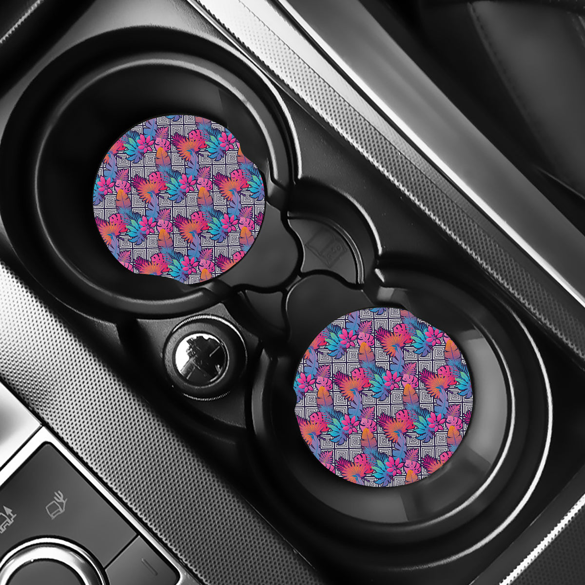Psychedelic Tropical Aloha Pattern Print Car Coasters