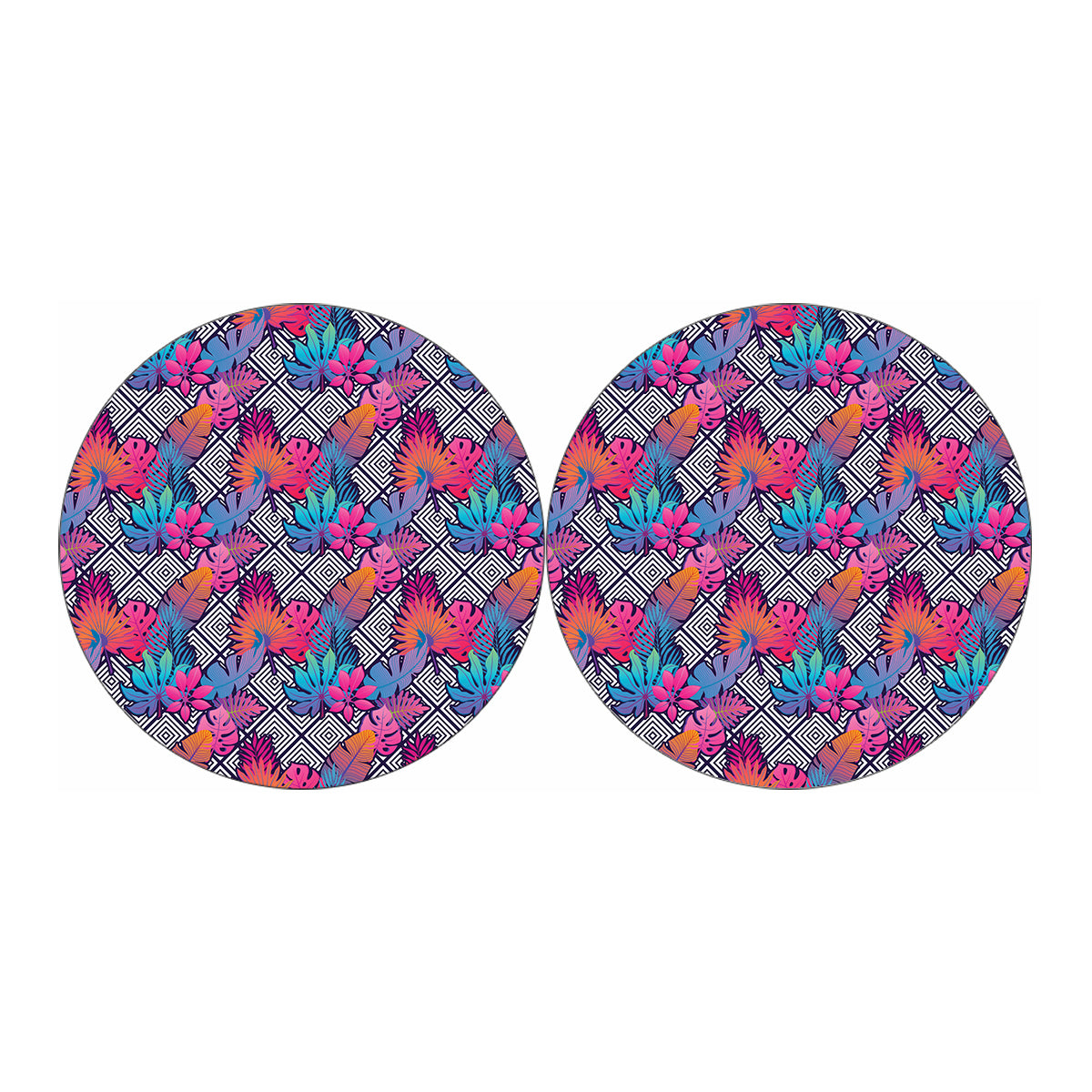 Psychedelic Tropical Aloha Pattern Print Car Coasters