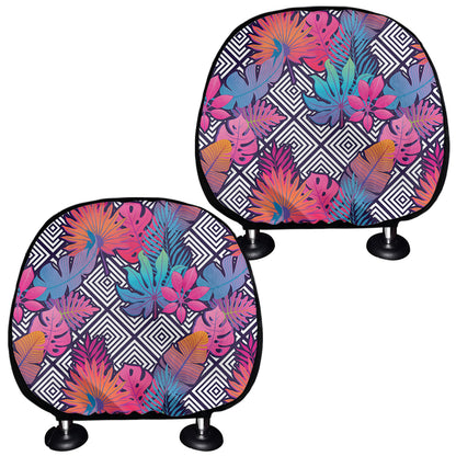Psychedelic Tropical Aloha Pattern Print Car Headrest Covers