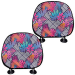 Psychedelic Tropical Aloha Pattern Print Car Headrest Covers