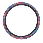 Psychedelic Tropical Aloha Pattern Print Car Steering Wheel Cover