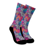 Psychedelic Tropical Aloha Pattern Print Crew Socks