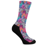 Psychedelic Tropical Aloha Pattern Print Crew Socks
