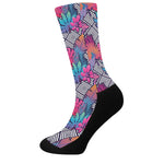 Psychedelic Tropical Aloha Pattern Print Crew Socks