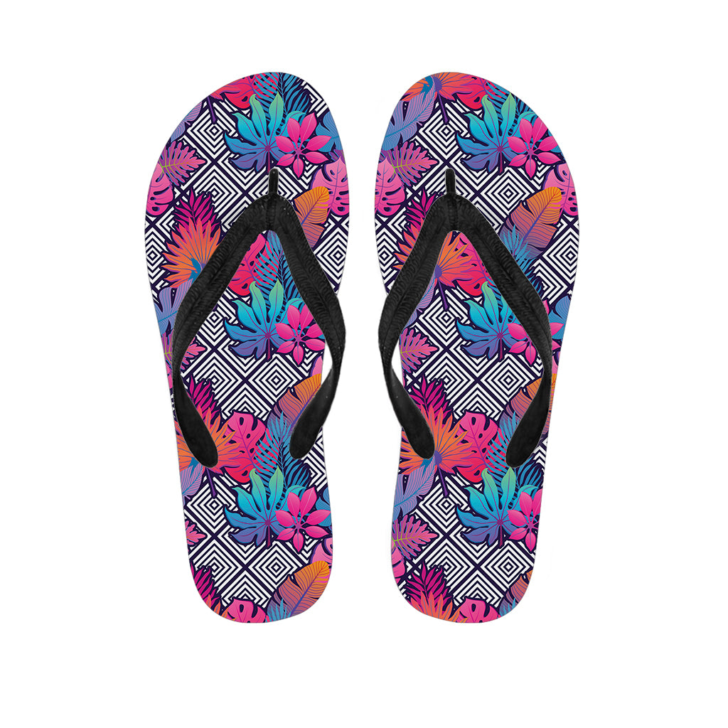 Psychedelic Tropical Aloha Pattern Print Flip Flops