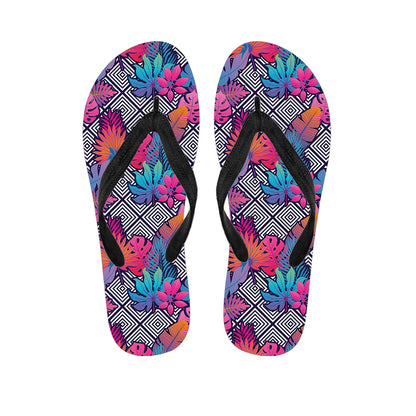 Psychedelic Tropical Aloha Pattern Print Flip Flops