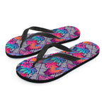 Psychedelic Tropical Aloha Pattern Print Flip Flops
