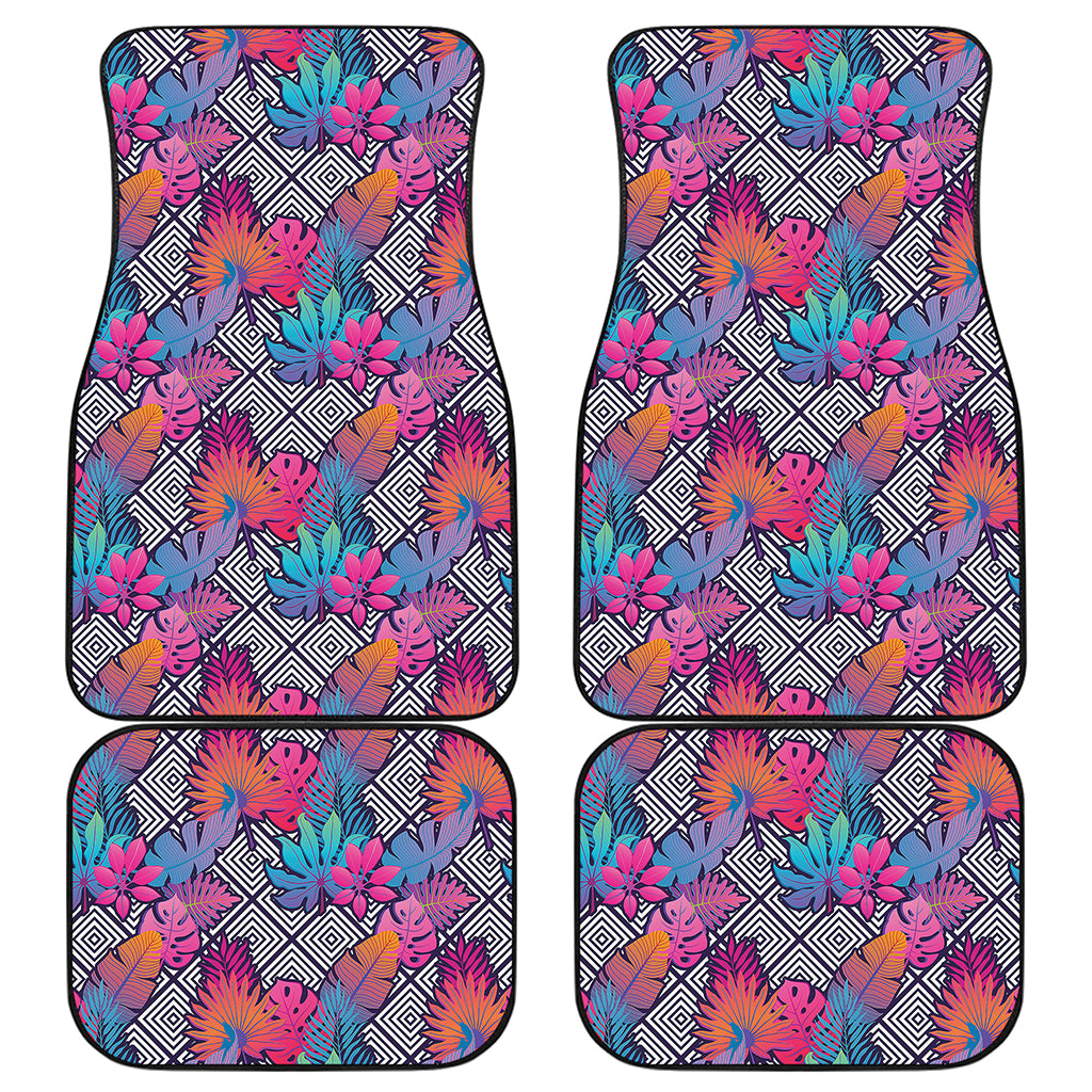 Psychedelic Tropical Aloha Pattern Print Front and Back Car Floor Mats