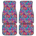 Psychedelic Tropical Aloha Pattern Print Front and Back Car Floor Mats