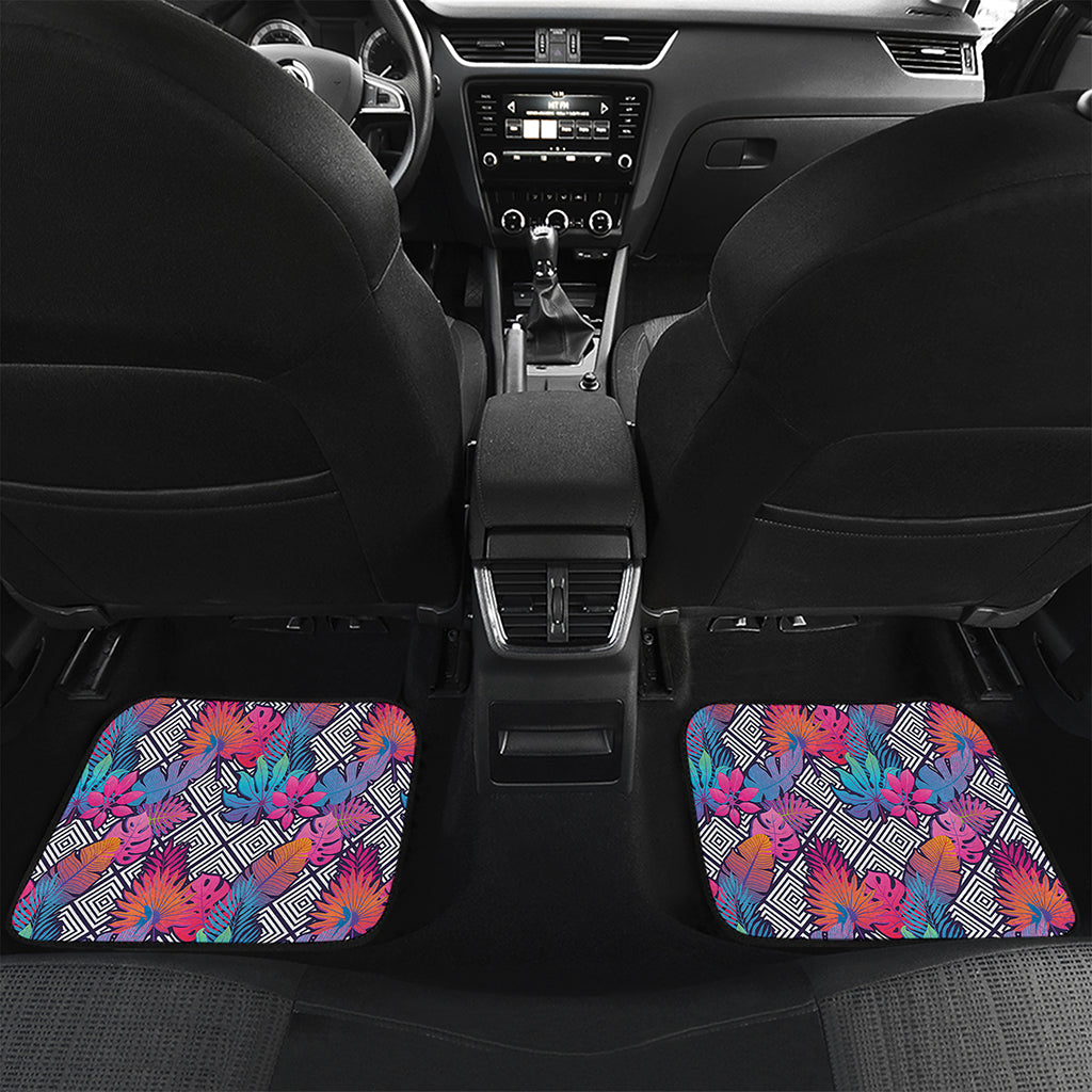 Psychedelic Tropical Aloha Pattern Print Front and Back Car Floor Mats