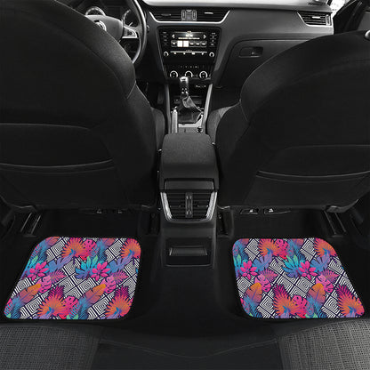 Psychedelic Tropical Aloha Pattern Print Front and Back Car Floor Mats