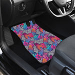 Psychedelic Tropical Aloha Pattern Print Front and Back Car Floor Mats