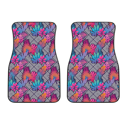 Psychedelic Tropical Aloha Pattern Print Front Car Floor Mats