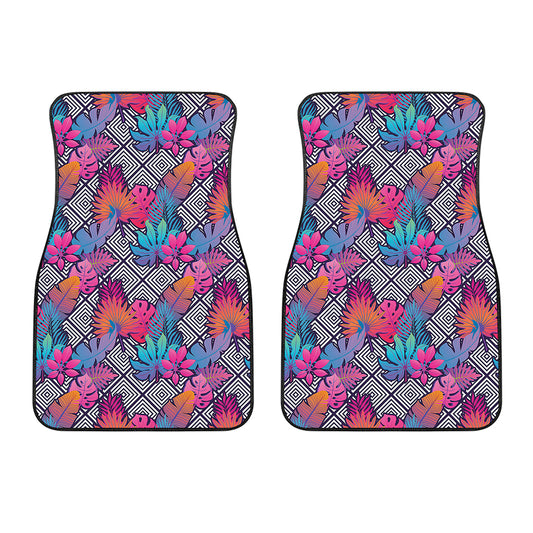 Psychedelic Tropical Aloha Pattern Print Front Car Floor Mats