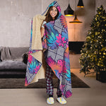 Psychedelic Tropical Aloha Pattern Print Hooded Blanket