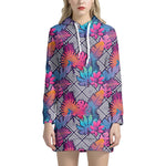 Psychedelic Tropical Aloha Pattern Print Hoodie Dress