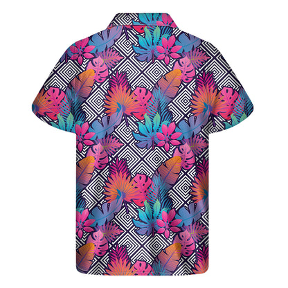 Psychedelic Tropical Aloha Pattern Print Men's Short Sleeve Shirt