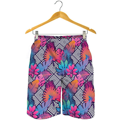 Psychedelic Tropical Aloha Pattern Print Men's Shorts
