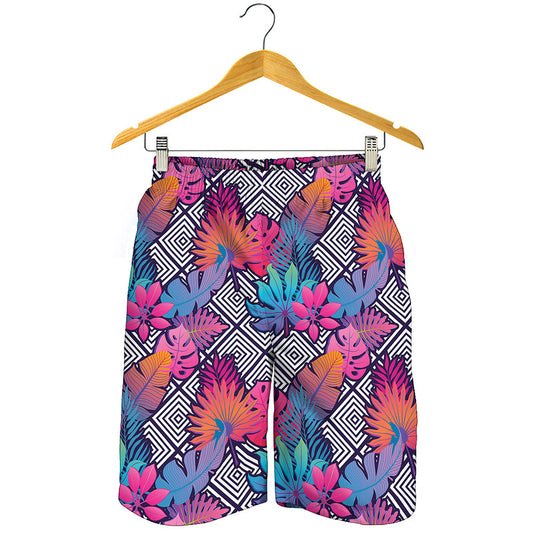 Psychedelic Tropical Aloha Pattern Print Men's Shorts