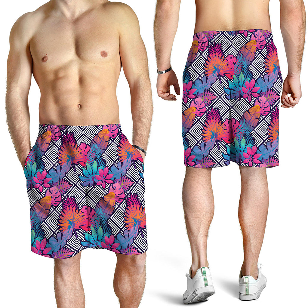 Psychedelic Tropical Aloha Pattern Print Men's Shorts