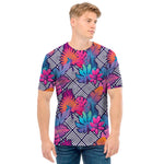 Psychedelic Tropical Aloha Pattern Print Men's T-Shirt