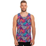 Psychedelic Tropical Aloha Pattern Print Men's Tank Top