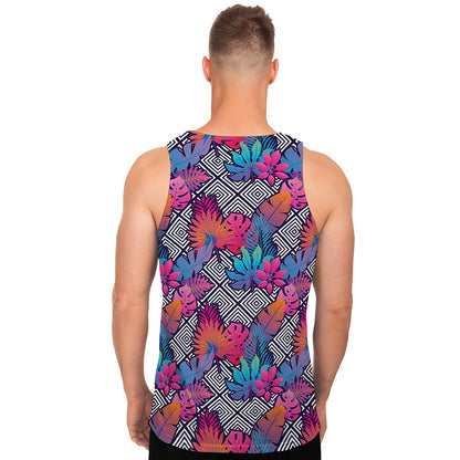 Psychedelic Tropical Aloha Pattern Print Men's Tank Top