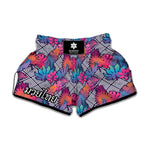 Psychedelic Tropical Aloha Pattern Print Muay Thai Boxing Shorts