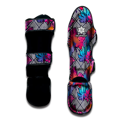 Psychedelic Tropical Aloha Pattern Print Muay Thai Shin Guard
