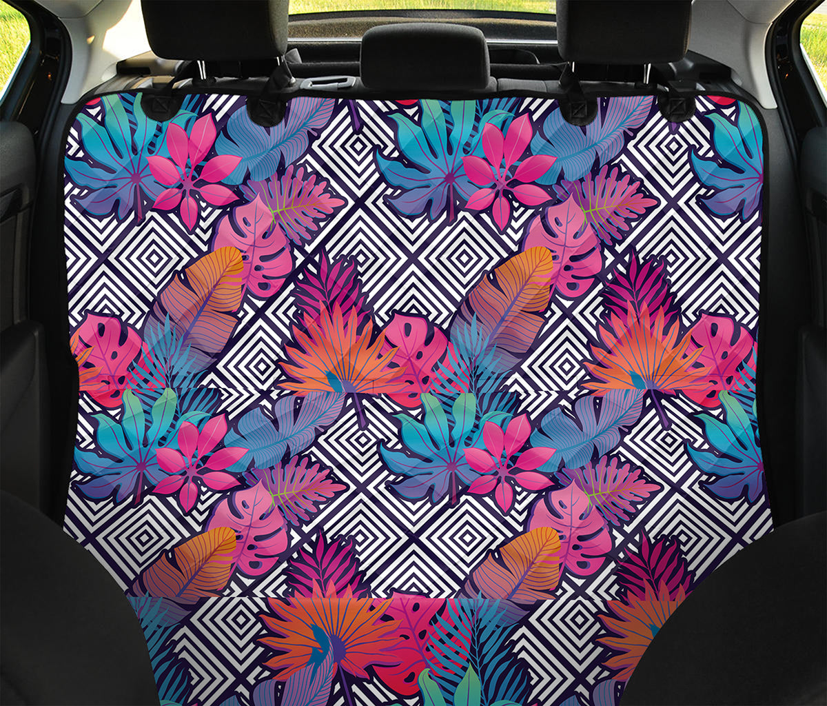 Psychedelic Tropical Aloha Pattern Print Pet Car Back Seat Cover