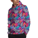 Psychedelic Tropical Aloha Pattern Print Pullover Hoodie