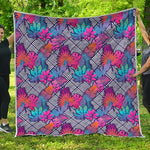 Psychedelic Tropical Aloha Pattern Print Quilt