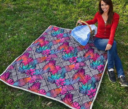 Psychedelic Tropical Aloha Pattern Print Quilt