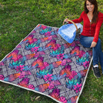 Psychedelic Tropical Aloha Pattern Print Quilt