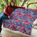 Psychedelic Tropical Aloha Pattern Print Quilt