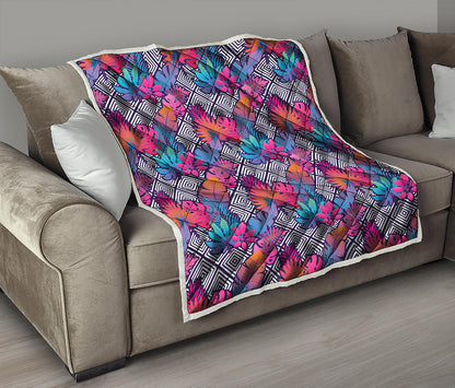 Psychedelic Tropical Aloha Pattern Print Quilt