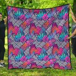 Psychedelic Tropical Aloha Pattern Print Quilt