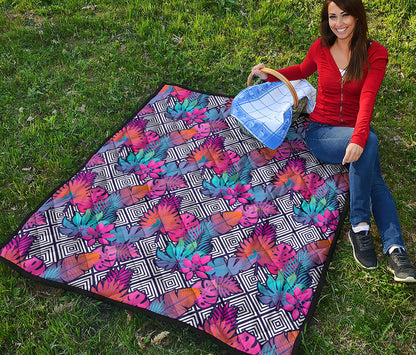 Psychedelic Tropical Aloha Pattern Print Quilt