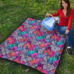 Psychedelic Tropical Aloha Pattern Print Quilt