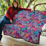 Psychedelic Tropical Aloha Pattern Print Quilt