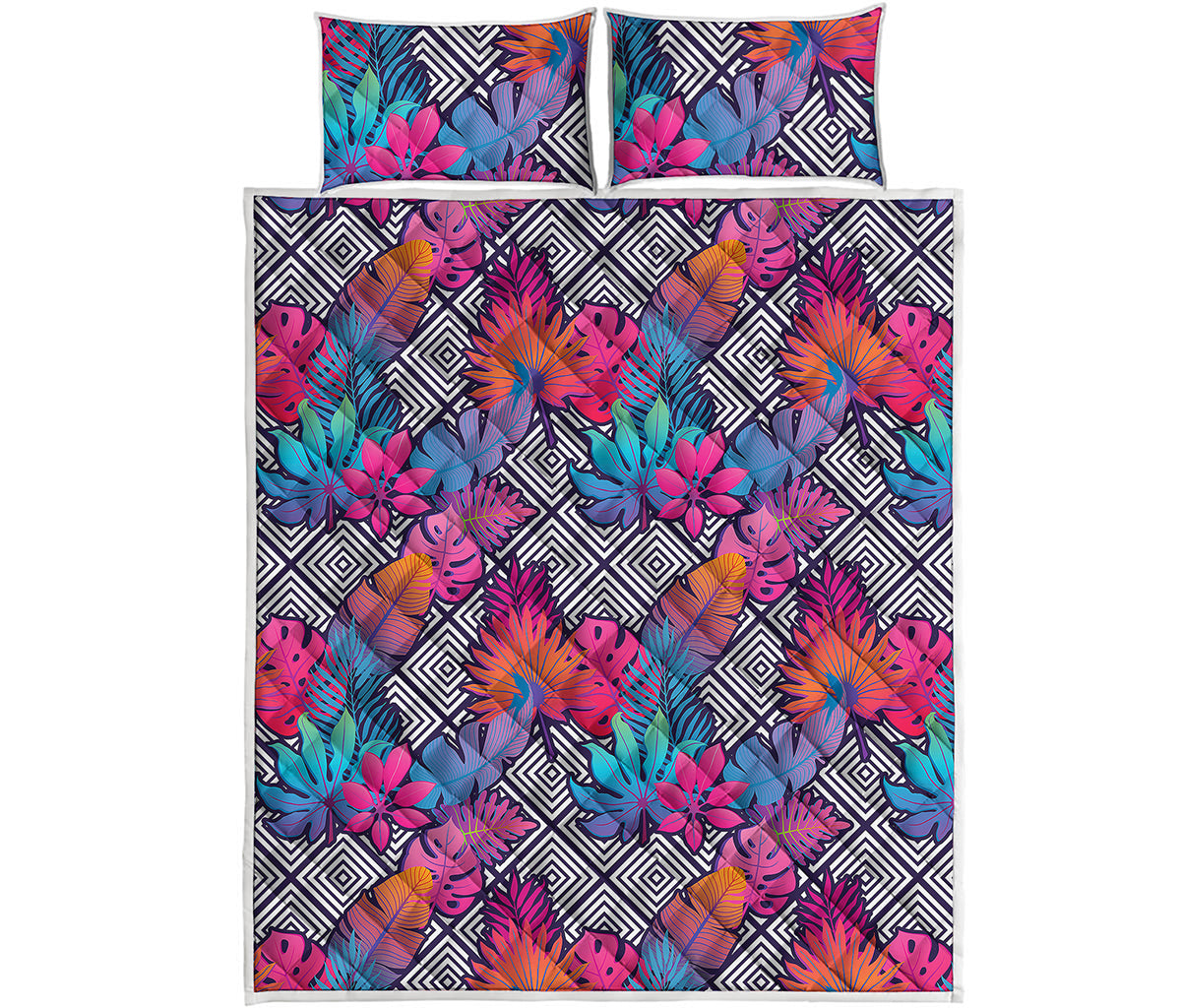Psychedelic Tropical Aloha Pattern Print Quilt Bed Set
